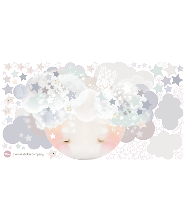 Sleepy Moon Wall Stickers Blue