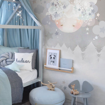 Sleepy Moon Wall Stickers Blue