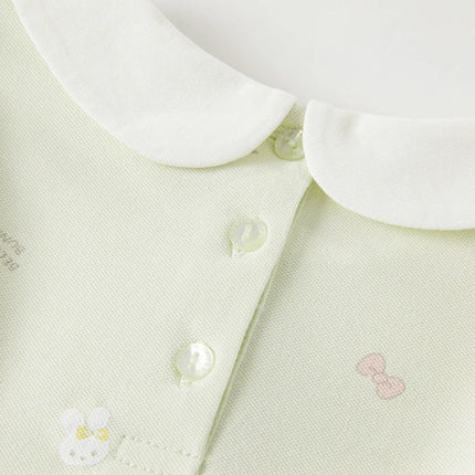 Summer Girls Rabbit Bow Green Floral Dress