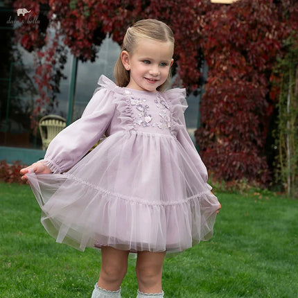 Toddler Girls Adorable Flower Embroidered Mesh Princess Dresses