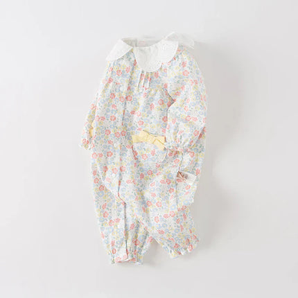 Baby Girls Sweet Cotton Floral Print Rompers Jumpsuit