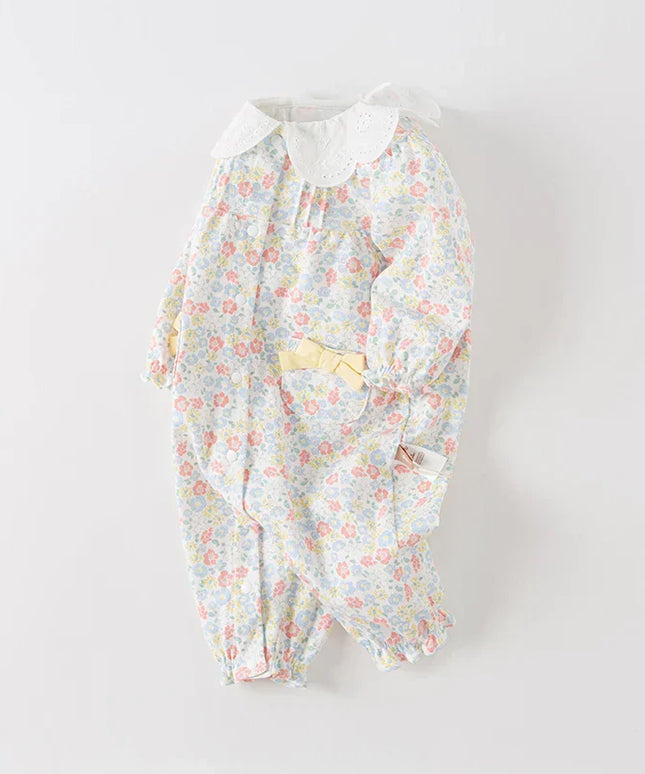 Baby Girls Sweet Cotton Floral Print Rompers Jumpsuit