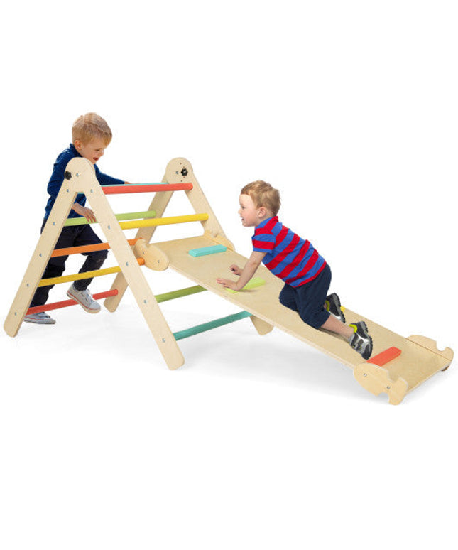3-in-1 Climbing Set Foldable and Adjustable Kids Triangle Set-Multicolor