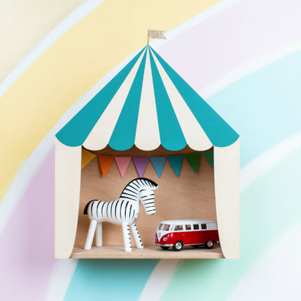 Up Warsaw Circus Wooden Shelf - Ocean Green