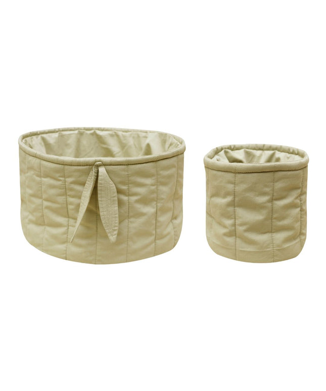 Bambie Set of Two Quilted Baskets - Olive