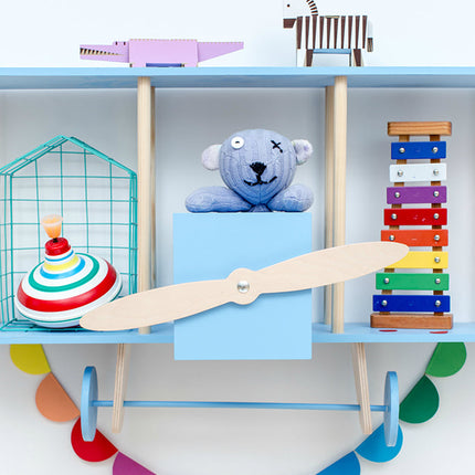Up Warsaw Airplane Wooden Shelf - Blue