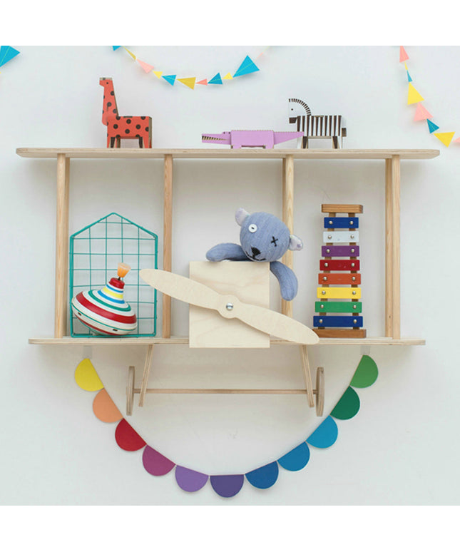 Up Warsaw Airplane Wooden Shelf - Natural