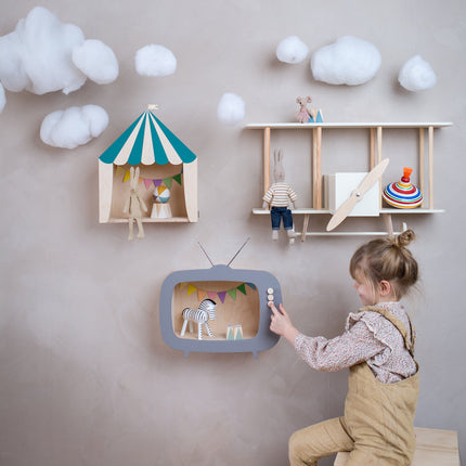 Up Warsaw Airplane Wooden Shelf - White