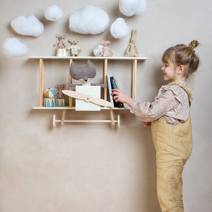 Up Warsaw Airplane Wooden Shelf - White
