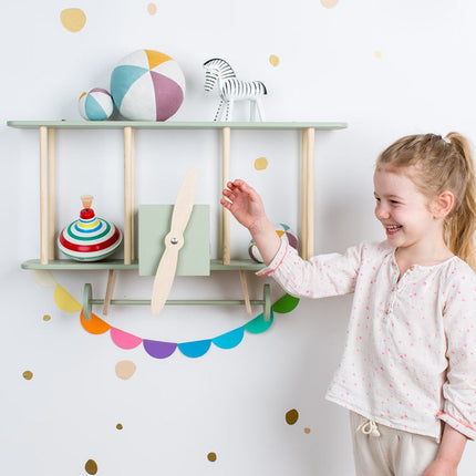 Warsaw Airplane Wooden Shelf - Sage Green