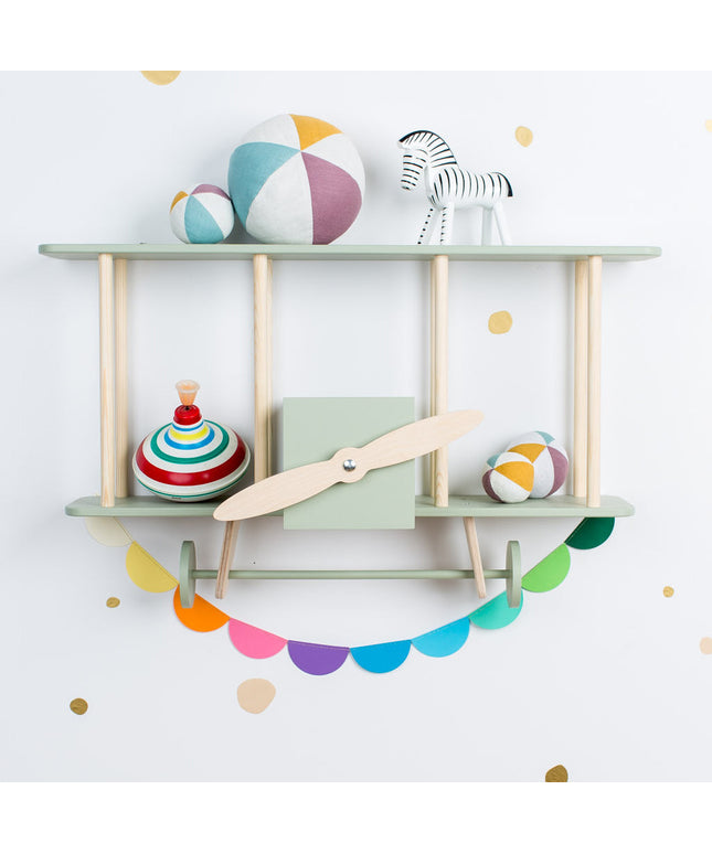 Warsaw Airplane Wooden Shelf - Sage Green