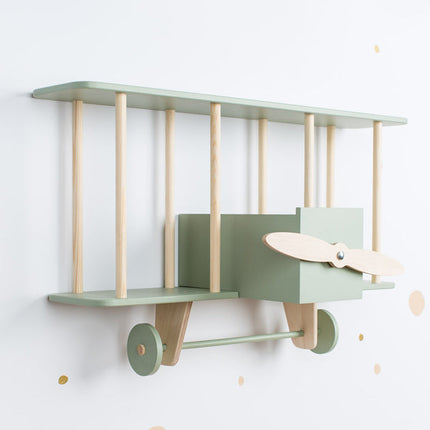 Warsaw Airplane Wooden Shelf - Sage Green