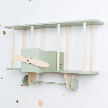 Warsaw Airplane Wooden Shelf - Sage Green