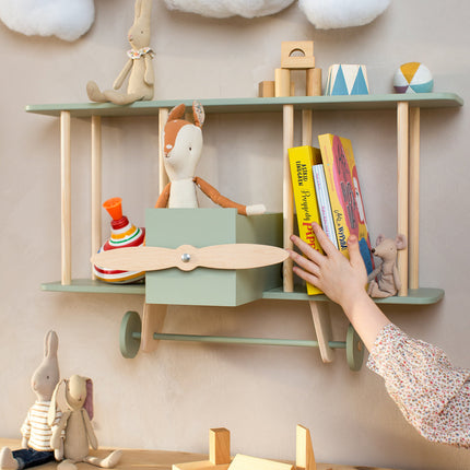 Warsaw Airplane Wooden Shelf - Sage Green