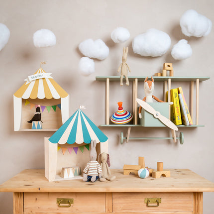 Warsaw Airplane Wooden Shelf - Sage Green