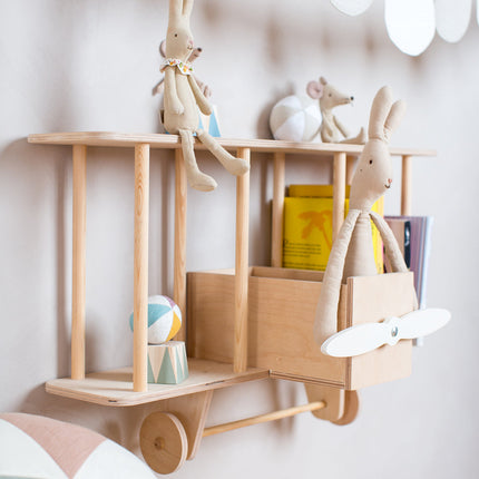 Up Warsaw Airplane Wooden Shelf - Natural