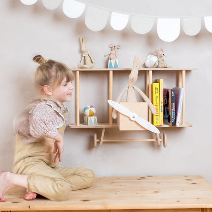 Up Warsaw Airplane Wooden Shelf - Natural