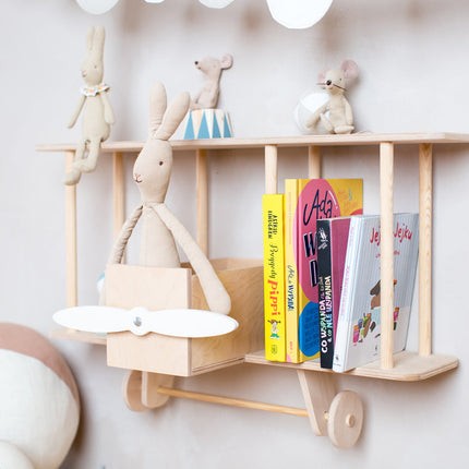 Up Warsaw Airplane Wooden Shelf - Natural