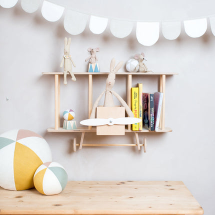 Up Warsaw Airplane Wooden Shelf - Natural