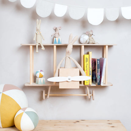 Up Warsaw Airplane Wooden Shelf - Natural