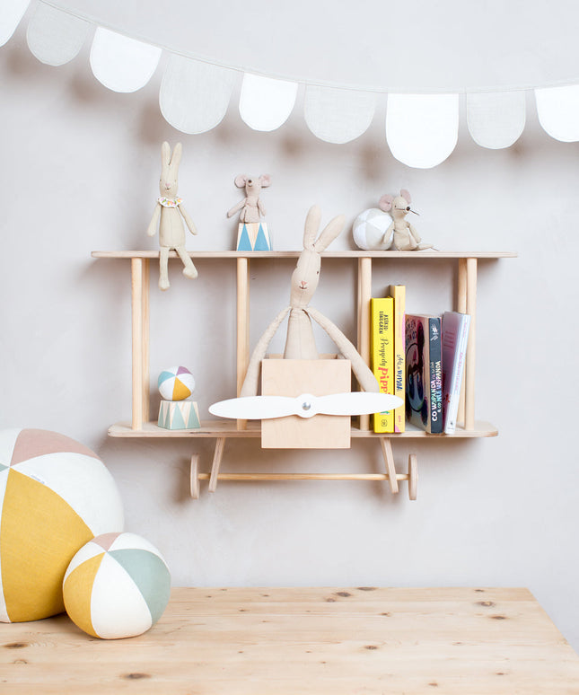 Up Warsaw Airplane Wooden Shelf - Natural