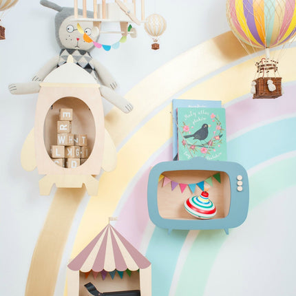 Up Warsaw Circus Wooden Shelf - Dusty Pink