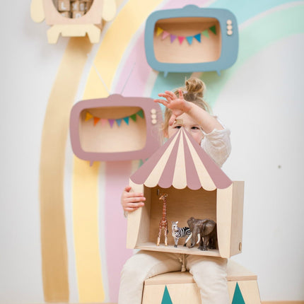 Up Warsaw Circus Wooden Shelf - Dusty Pink