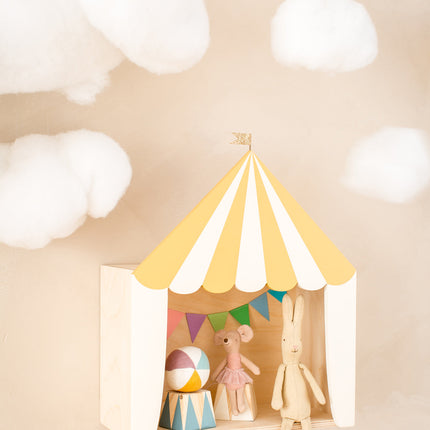 Up Warsaw Circus Wooden Shelf - Mustard/White