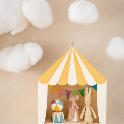 Up Warsaw Circus Wooden Shelf - Mustard/White