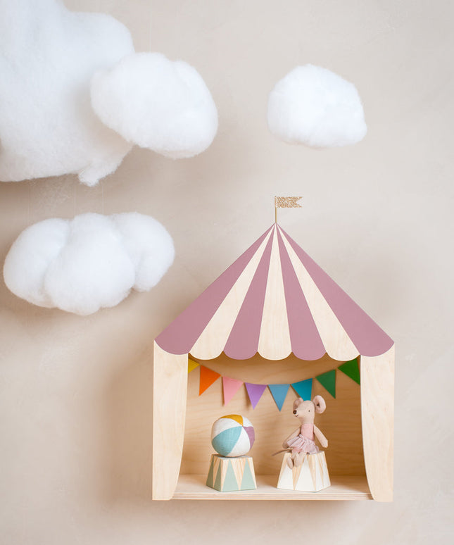 Up Warsaw Circus Wooden Shelf - Dusty Pink