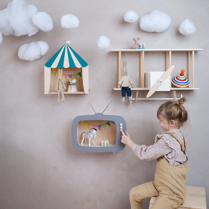 Up Warsaw Circus Wooden Shelf - Ocean Green