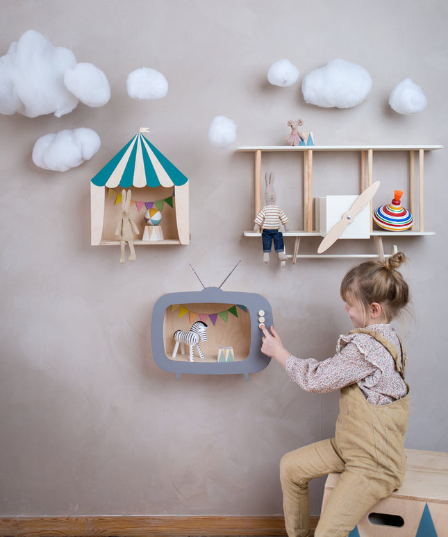 Up Warsaw Circus Wooden Shelf - Ocean Green