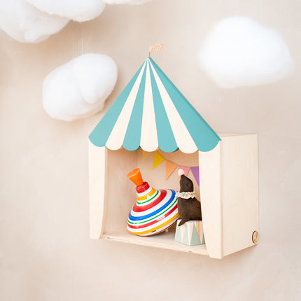 Up Warsaw Circus Wooden Shelf - Ocean Green
