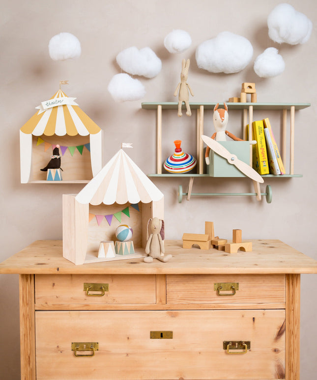 Up Warsaw Circus Wooden Shelf - White