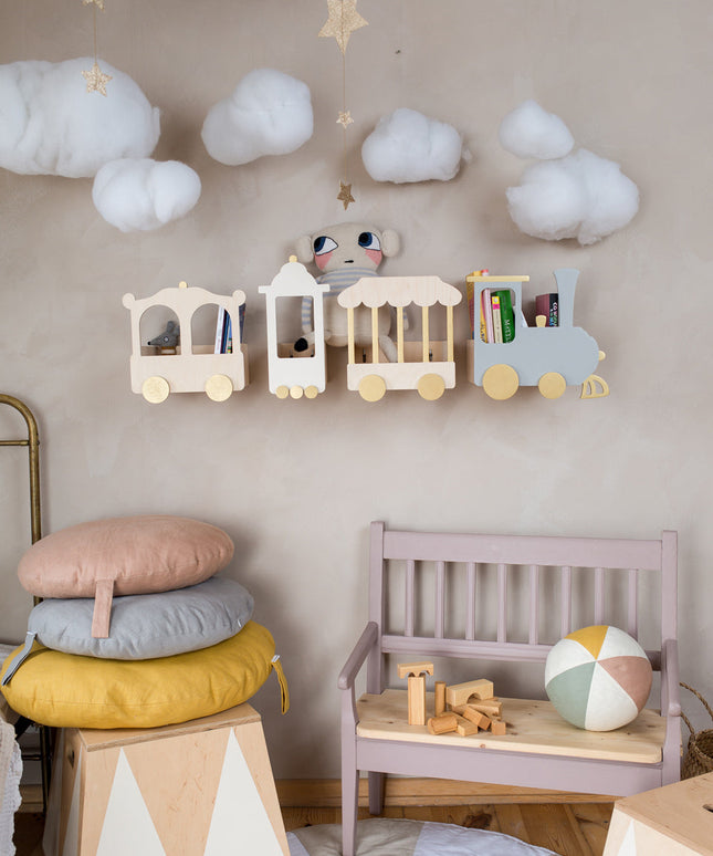 Up Warsaw The Fantasy Express Train Shelf - Natural | White | Grey