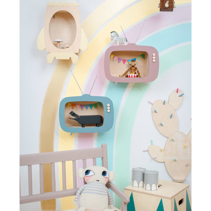 Up Warsaw Kids TV Wooden Shelf - Dusty Pink