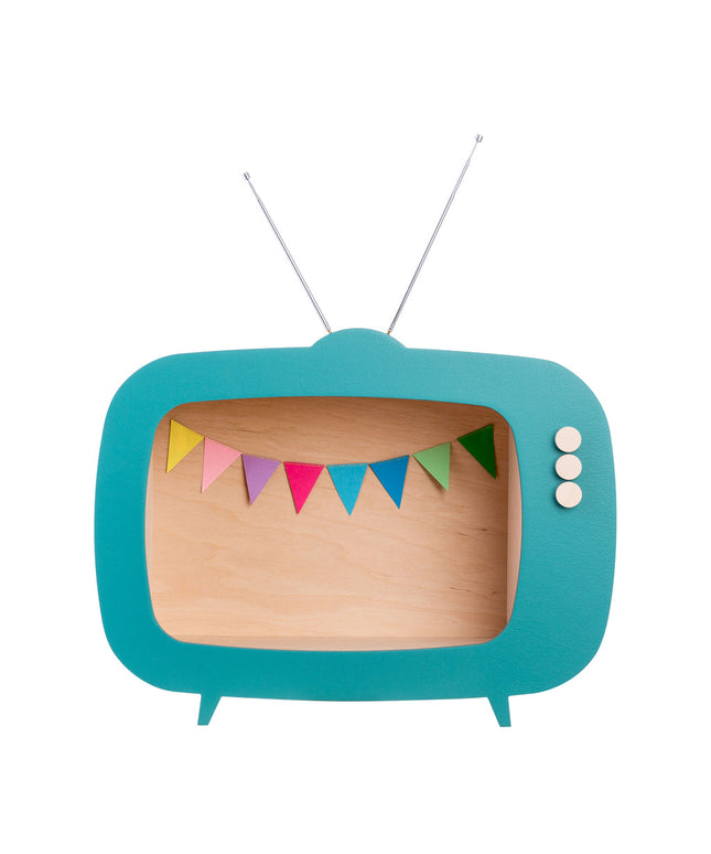 Up Warsaw Kids TV Wooden Shelf - Ocean Green