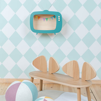 Up Warsaw Kids TV Wooden Shelf - Ocean Green