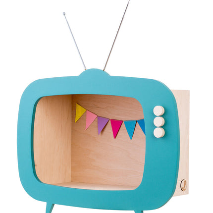 Up Warsaw Kids TV Wooden Shelf - Ocean Green