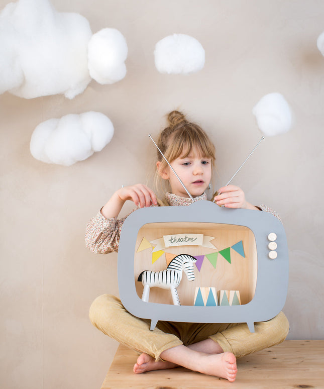Up Warsaw Kids TV Wooden Shelf - Dusty Grey