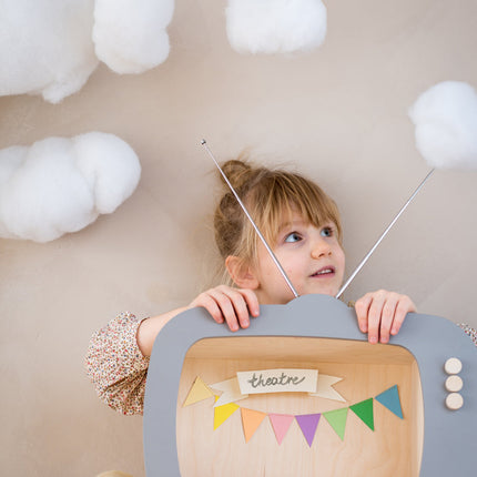 Up Warsaw Kids TV Wooden Shelf - Dusty Grey