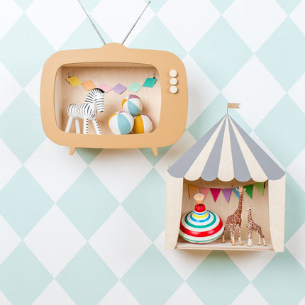Up Warsaw Kids TV Wooden Shelf - Caramel