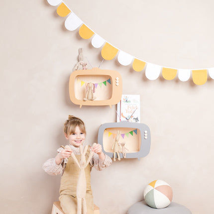 Up Warsaw Kids TV Wooden Shelf - Caramel
