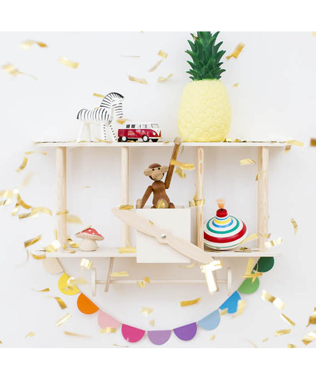 Up Warsaw Airplane Wooden Shelf - White