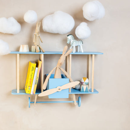 Up Warsaw Airplane Wooden Shelf - Blue