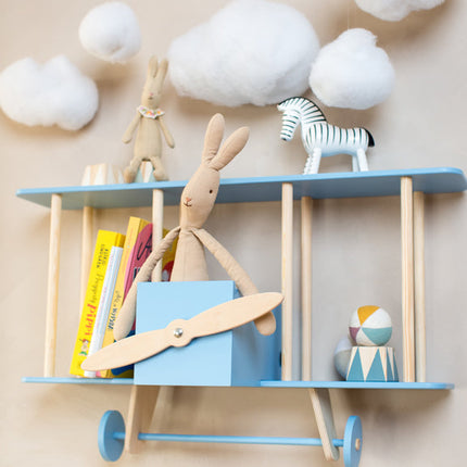 Up Warsaw Airplane Wooden Shelf - Blue