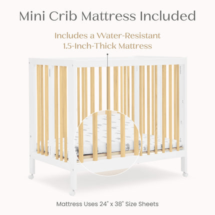 Mia Portable Folding Mini Crib with 1.5-Inch Mattress