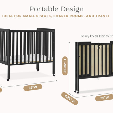 Lee Portable Folding Mini Crib with 1.5-Inch Mattress