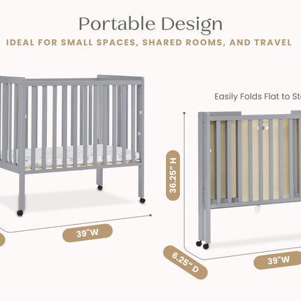Lee Portable Folding Mini Crib with 1.5-Inch Mattress