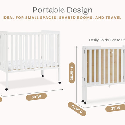 Lee Portable Folding Mini Crib with 1.5-Inch Mattress